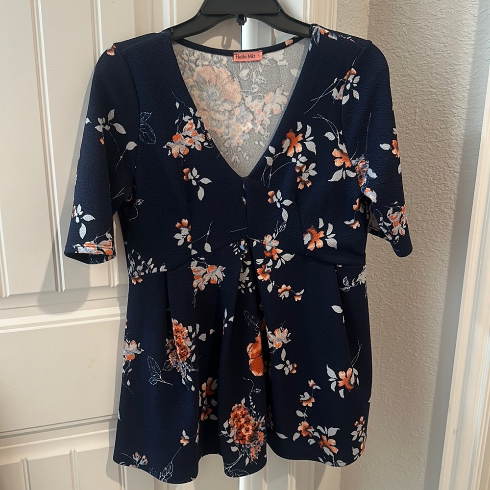 Navy floral maternity top